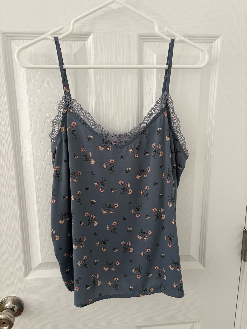Hollister Floral Lace-Trim Cami in Slate Blue